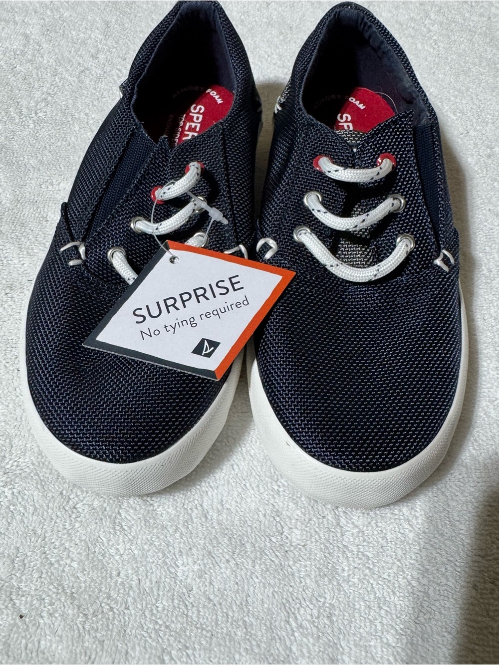 Sperry Kids Navy and White Slip-On Sneakers
